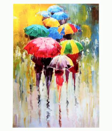 Modern Art Rain Texture Painting Print Photo Without Frame Multicolor Fine Art Print