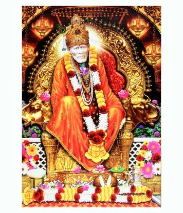 Shirdi Sai Baba Texture Painting Print Photo Without Frame Multicolor Fine Art Print