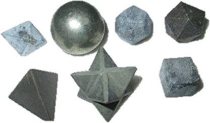 Jet International Wow A++ Pyrite 7 Stones Sacred Geometry Sets Decorative Showpiece  -  2.54 cm