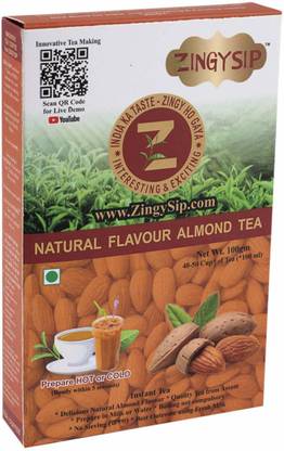 ZINGYSIP Almond Tea Powder Natural Flavoured Instant Tea Pack,Natural Almond Tea Flavor 100% Natural Almond Tea Box