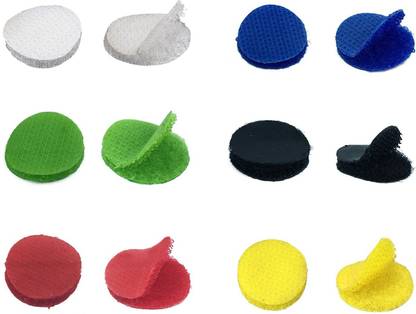 AUMNI CRAFTS Strong Nylon Self Adhesive Fasteners Dots Patches (50 Sets) 2cm [Mixed Colors] For Crafts Multipurpose Utilities Stick-on Velcro