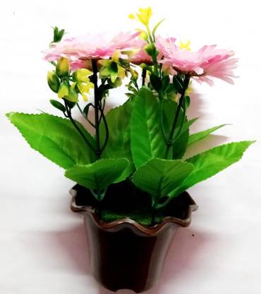 Green Plant indoor Pink Sunflower Artificial Flower  with Pot