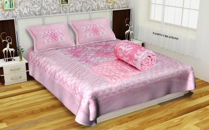 Yashvi Creations Satin King Sized Bedding Set