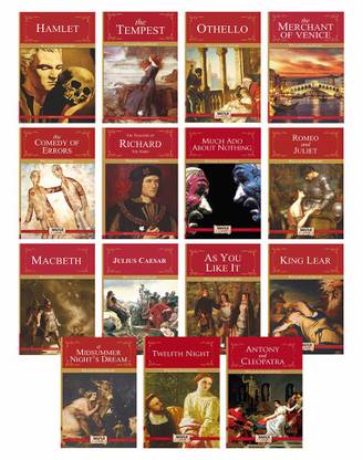 William Shakespeare (Set of 15 Books) - Hamlet, The Tempest, Othello, The Merchant of Venice, The Comedy of Errors, Richard III, Much Ado About Nothing, Romeo & Juliet, Macbeth, Julius Caesar, As You Like It, King Lear, A Midsummer Night's Dream, Antony and Cleopatra, Twelfth Night
