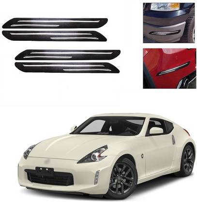 XZRTZ Rubber Car Bumper Protector Guard with Double Chrome Strip for Car 4Pcs - Black (Universal) A179 Car Beading Roll For Bumper, Grill and Garnish Cover, Window