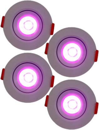 D'Mak LED Ceiling COB Spot Light - 3 Watt - Round - Pink (Pack Of 04) | 3w cob Light || led Lights for Decoration | Recessed Ceiling Lamp