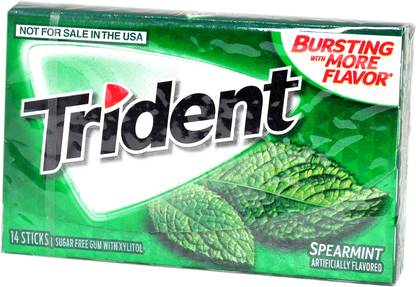 TRIDENT spearmint 14 sticks 26.6g mint Chewing Gum