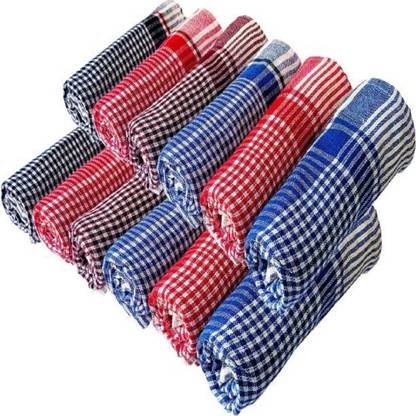 Hanubala Trends Light Weight Kitchen Napkins,Chapati Napkin, Duster Cleaner, Cleaning Cloth Soft and Blue & Red Work of Kitchen, Pack in 12 Pcs (18 x 18 Inch) Wet and Dry Cotton Cleaning Cloth
