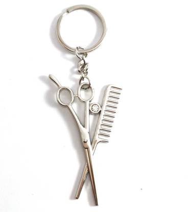 Isk Scissor Comb Hairdresser Theme Silver Keychain Key Chain