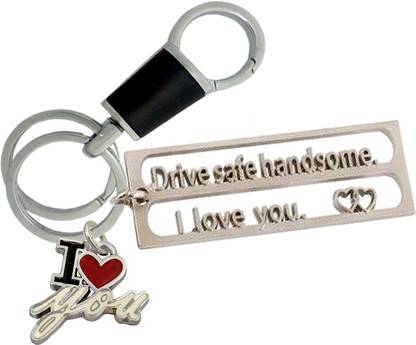 MGP FASHION Drive Safe Handsome I LoveYou with Ilu And Black Hook Full Metal High Quality Car Bike Men Women GirlBoy Gift Office Keyring Key Chain
