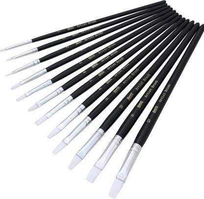 CHROME Short Handle Synthetic Flat Tip Artist Brush