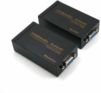 ANDTRONICS VGA & Audio Extender upto 100m 1080p Repeater Adapter Over Cat 5e Cat6 RJ45 Network Lan Cable (1 Transmitter + 1 Receiver) Media Streaming Device