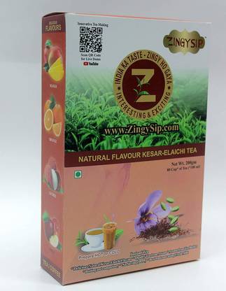 ZINGYSIP Kesar Elaichi Tea Flavour Cardamom Tea Vacuum Pack
