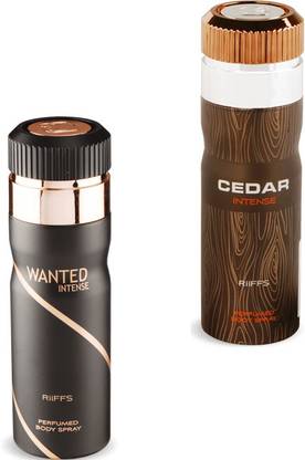 RiiFFS Cedar Intense & Wated Intense Perfume Body Spray  -  For Men