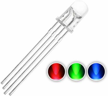 Electrobot 100 Pcs 5mm RGB LED Diode Lights Tricolor (Multicolor Red Green Blue 4 pin Common Cathode Clear DC 20mA/Color) Super Bright Lighting Bulb Lamps Electronics Components Light Emitting Diodes Light Electronic Hobby Kit