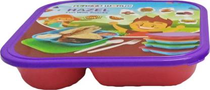 hatke dukan Medium Size Lunch Box with 2 Small Container with in & 1 Spoon and 1 Fork 2 Containers Lunch Box 2 Containers Plastic Office Lunch Box