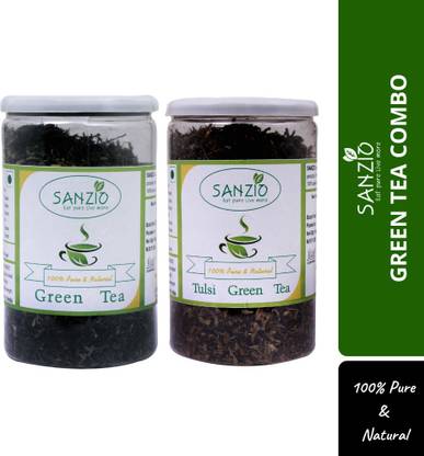 sanzio Green Tea & Tulsi Green Tea Combo Tulsi, Unflavoured Green Tea Plastic Bottle
