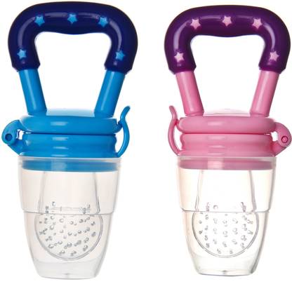 naughty kidz Pack of 2 Star Shaped Baby Food Feeder||Fruit Feeder Pacifier||Fruit Nibbler-Best Infant Teething Toy fruit Teether||Soft Silicone Fruit Teethers for Babies||Fridge & Dishwasher Safe || 100% BPA-Free Teether Set for Boys & Girls Feeder