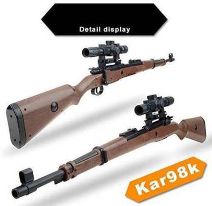 DD RETAIL PubG Theme Gun Toys Set with Assault Rifle Kar98k Model, 4X Design Scope, Toy Knife, Water and Soft Foam Bullets and Combat Cards Target Shooting Role Play Game for Kids Armor Sets Weapon Sets & Accessories
