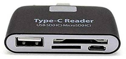 play run Type-C OTG Card Reader Type C USB-C Male to USB 3.0 OTG TF SD MS Female Adapter for OTG Phone (Black) Card Reader