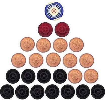 Owlix Wooden Carrom Coins with 1 Striker Carrom Pawns