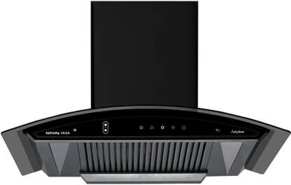 Kutchina Vega Auto-Clean Chimney 90cm 1200m3/hr wave sensor Auto Clean Wall Mounted Black 1200 CMH Chimney