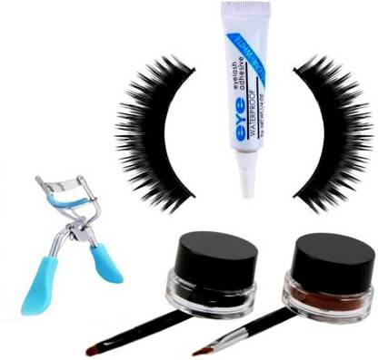 MISS DOLL black & brown eyeliner gel &1 eyelashes set &1 curler+1 glue