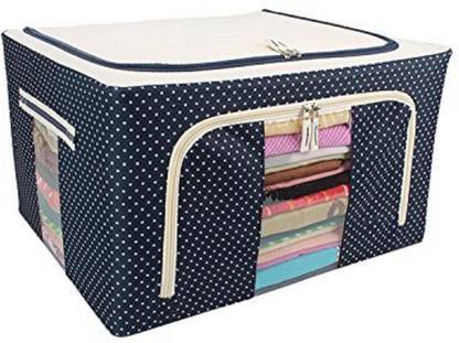 SKYFUN 24 Litre Foldable Steel Tip Frame Living Storage Boxes for Clothes, Saree Cover Bags - Pack of 1 Foldable Steel Tip Frame Living Storage Boxes for Clothes, Saree Cover Bags - Pack of 1