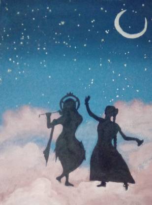 ALIVE Dancing radha krishna painting Canvas 12 inch x 9 inch Painting