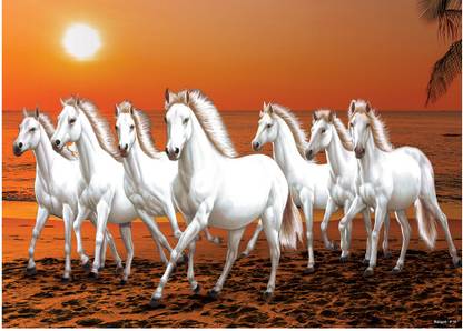 RANGOLI 50.8 cm Beautiful Saven Horse Scenery Self Adhesive Sticker