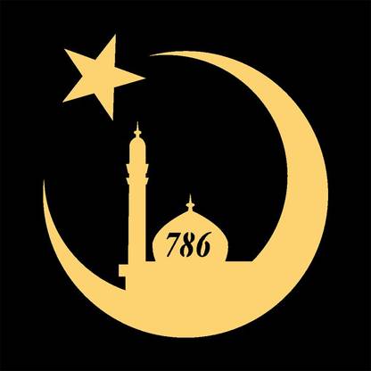 Tanish 3 cm moon 786 Self Adhesive Sticker