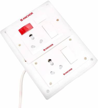 BAHUL ANCHOR EXTENSION With anchor socket fitted in topson pvc beautiful box with wire 8 meter 15 amp plug. 2  Socket Extension Boards