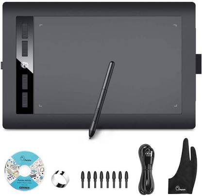 TecMac A610s Parblo  Graphic Drawing Tablet with 8192 Pressure Sensitivity Stylus Pen, 5080 LPI Resolution, 10" x 6" Drawing Tablet with 8 Hot Keys for Digital Art Works, Drawing, Sketch, Design, Paint 12 x 8 inch Graphics Tablet Connectivity - USB