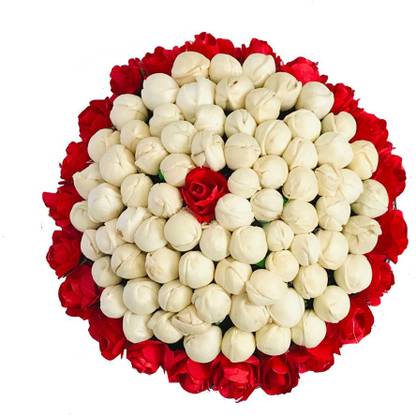 GadinFashion Artificial White & Red flower Bun Juda Maker Flower Gajra Hair Accessories For Women and Girls Pack-01 Hair Accessory Set