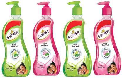Santoor pump 215 *4 mild + fresh Hand Wash Bottle