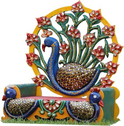 Verka Bal gopal singhasan ( for size 5 and 6 idol ) Laddu gopal peacock carved bed / Bal Gopal aasan ( 8 inch singhasan ) Engineered Wood Home Temple