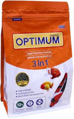 pcg OPTIMUM FISH FOOD 3 IN 1 - SPIRULINA 12% 400 GM Sea Food 0.4 kg Dry Adult Fish Food