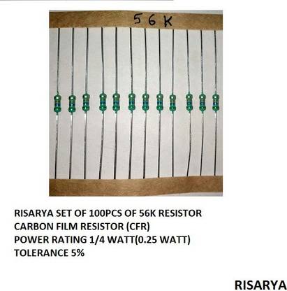 RISARYA 56K RESISTOR, 100PCS,CFR,5%,1/4 WATT Fixed Resistor