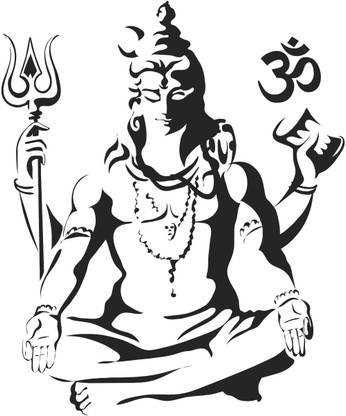 DivineDesigns 51 cm Shiv Shankar Black Sticker ( Size :- 51 X 61 cm ) Self Adhesive Sticker