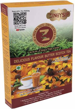 ZINGYSIP Instant Butterscotch Tea Powder, Hot Cold Instant Tea, Flavour Tea Powder Tea Vacuum Pack