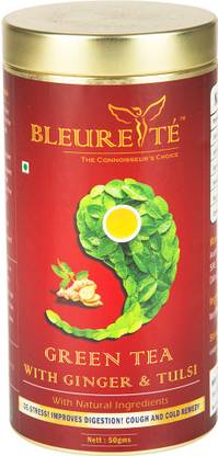 Bleuretté Loose Green tea with Ginger and Tulsi Ginger, Tulsi Green Tea Tin