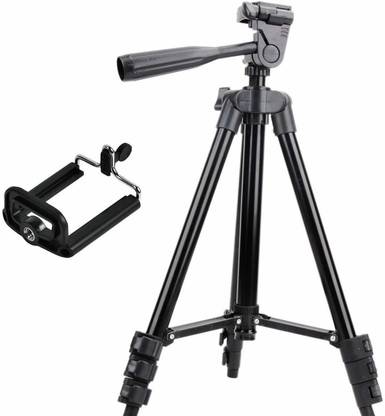 TECHEL 3120 Foldable Camera Tripod with Mobile Clip Holder Bracket, Fully Flexible Mount Cum Tripod, Stand with 3D Head & Quick Release Plate (Black) Tripod