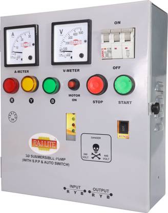 RAJLITE 10 HP Complete Control Starter for 3 Phase Motor Pump with SPP + Autoswitch [ LD-LM-ASWT 10 HP ] MINI Submersible Water Pump
