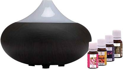 Ekam flower Diffuser Set GX-02K Darkwood Dynamic Aroma Humidifier with 4 Pack Fragrance Oils