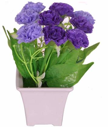 PINDIA Artificial Purple Flower Plant with Pot for Home & Office Décor Wild Artificial Plant  with Pot
