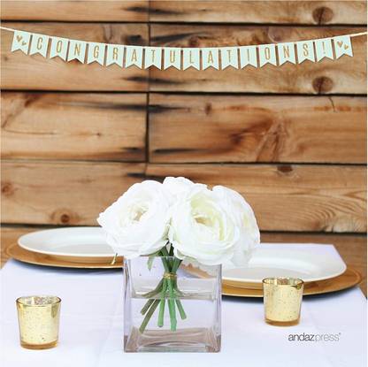 Balloons "Congratulations" Banner Green & Gold Letters Background, Classy Luxurious Decorations for Party Banner