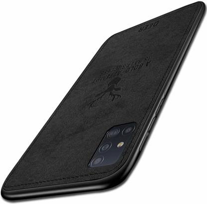 MOBILOVE Back Cover for Samsung Galaxy A51 | Deer Pattern Cloth Texture Leather Finish Soft Fabric Case