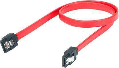 ATEKT Power Cord 1 m SATA III (SATA 3) Cable, Hard-Disk Cable Red (40cm) with Locking Latch 1 m Power Cord (Compatible with SATA Cable for Internal HDD, Red, One Cable)