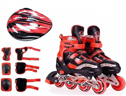 Authfort Full Combo pack includes Inline with PU Flash wheel, Helmet and Protective clothing Skating Kit With Bag Skating Kit