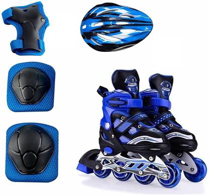 Authfort Full Combo pack includes Inline with PU Flash wheel, Helmet and Protective clothing Skating Kit With Bag Skating Kit